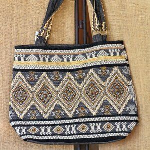 Black and Gold Beaded Boho Purse!
